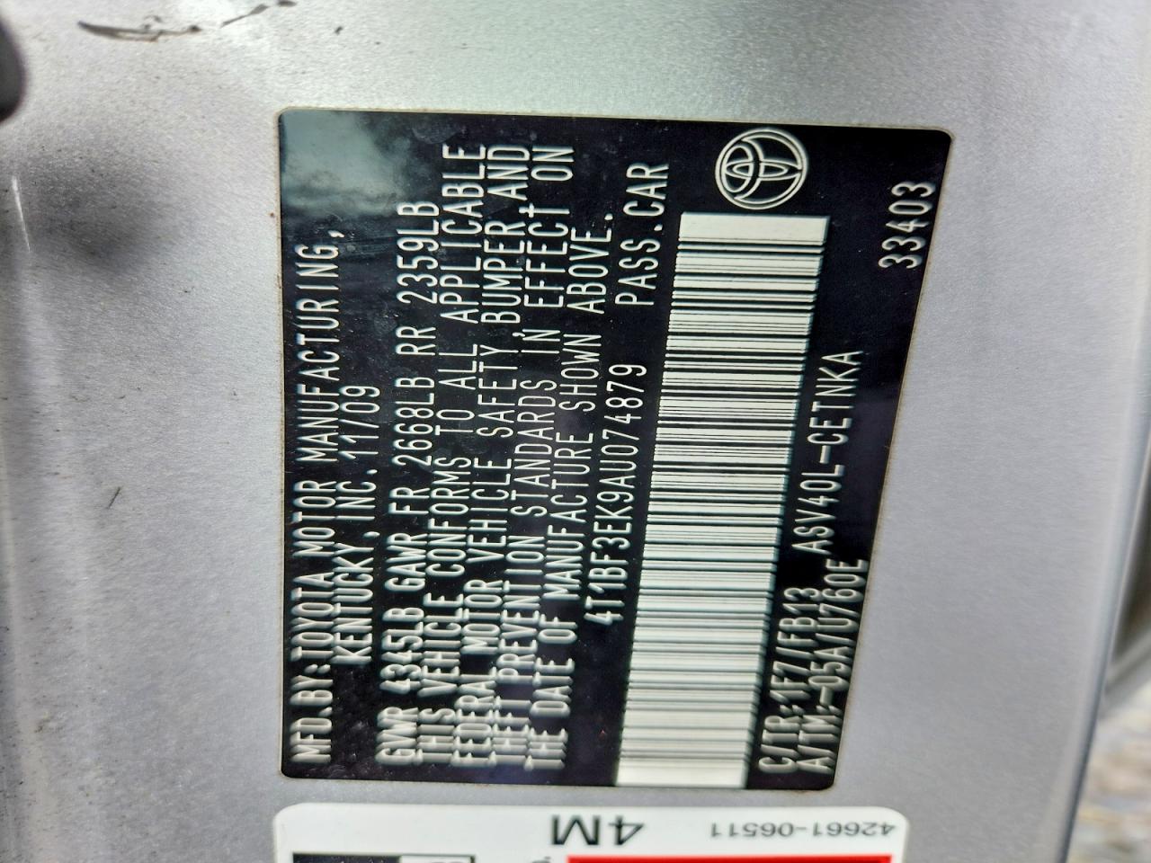 2010 TOYOTA CAMRY