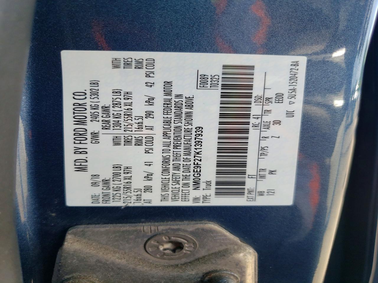 2019 FORD TRANSIT