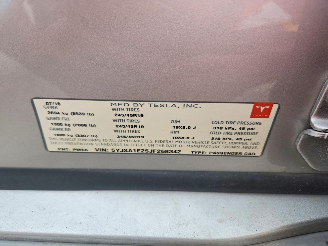 2018 TESLA MODEL S