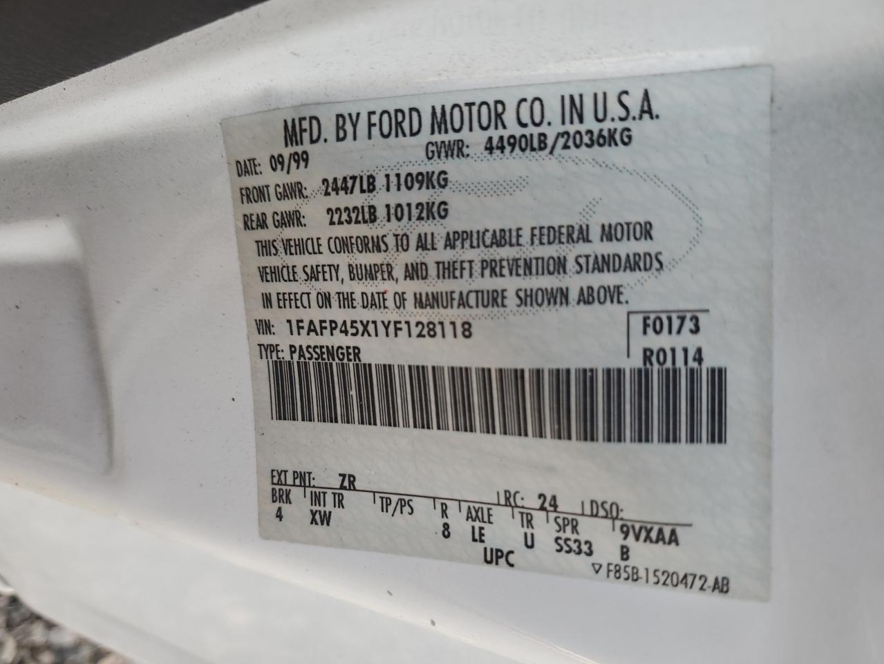 2000 FORD MUSTANG