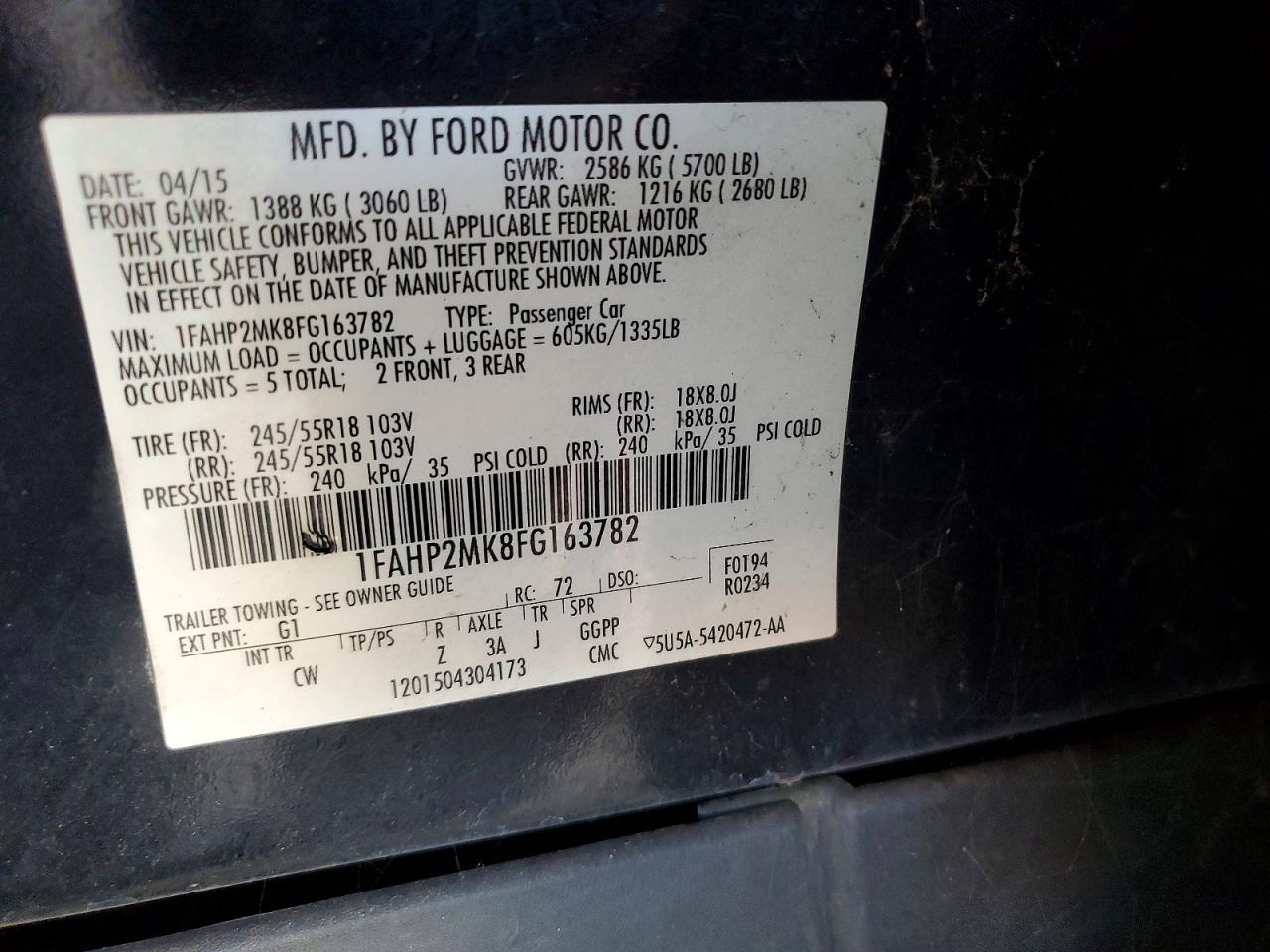 2015 FORD TAURUS