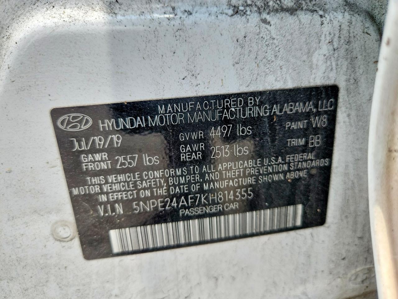 2019 HYUNDAI SONATA