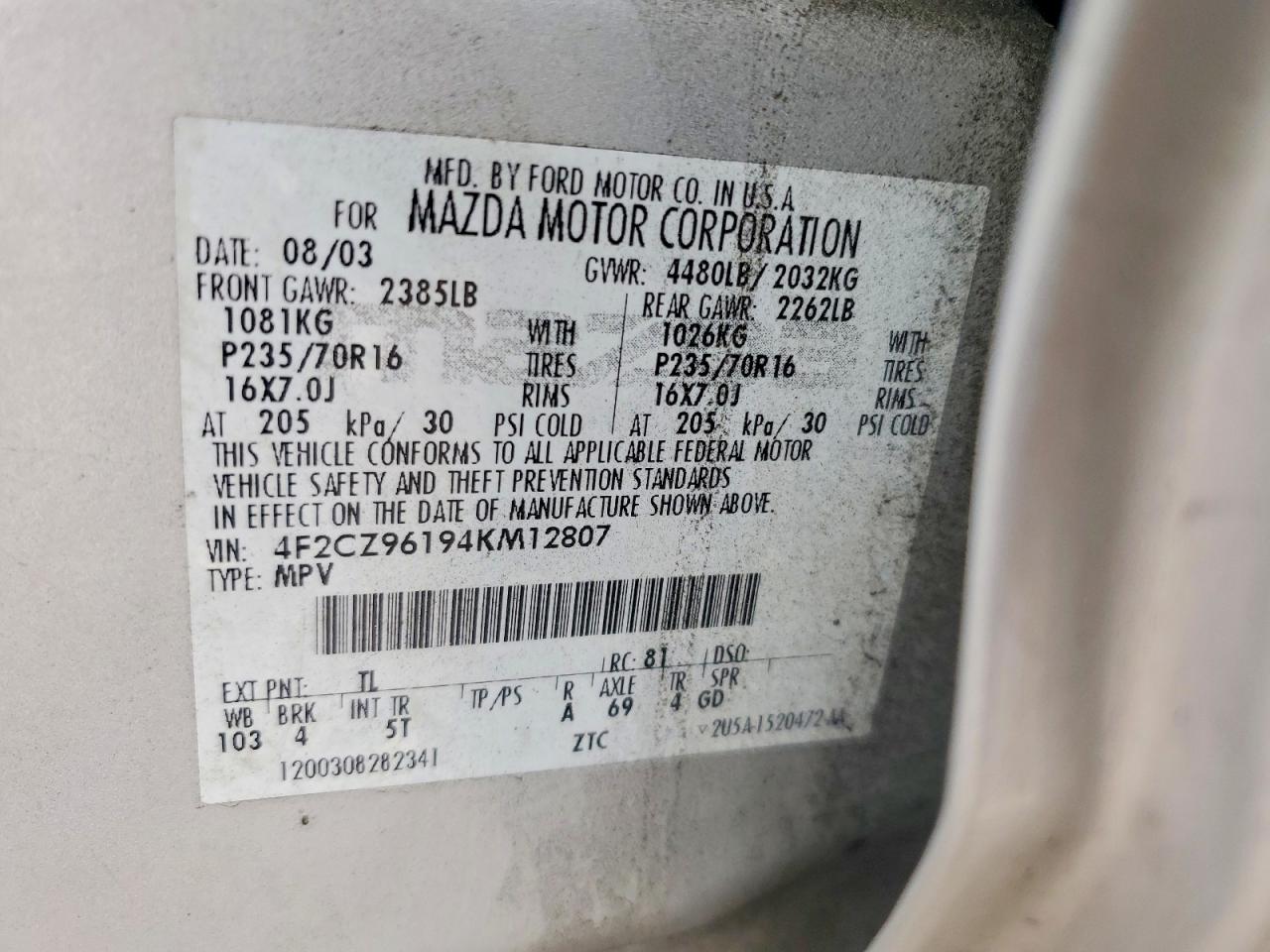 2004 MAZDA TRIBUTE