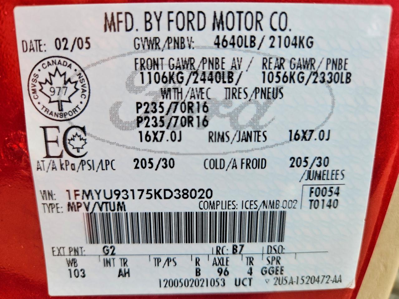 2005 FORD ESCAPE