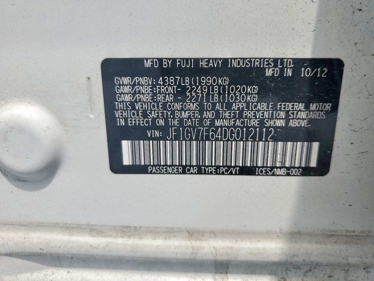 2013 SUBARU WRX