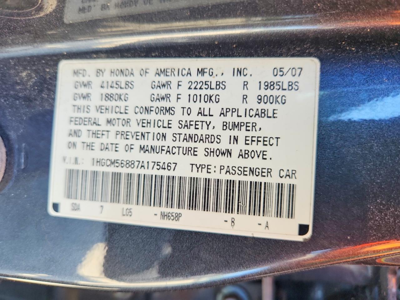 2007 HONDA ACCORD