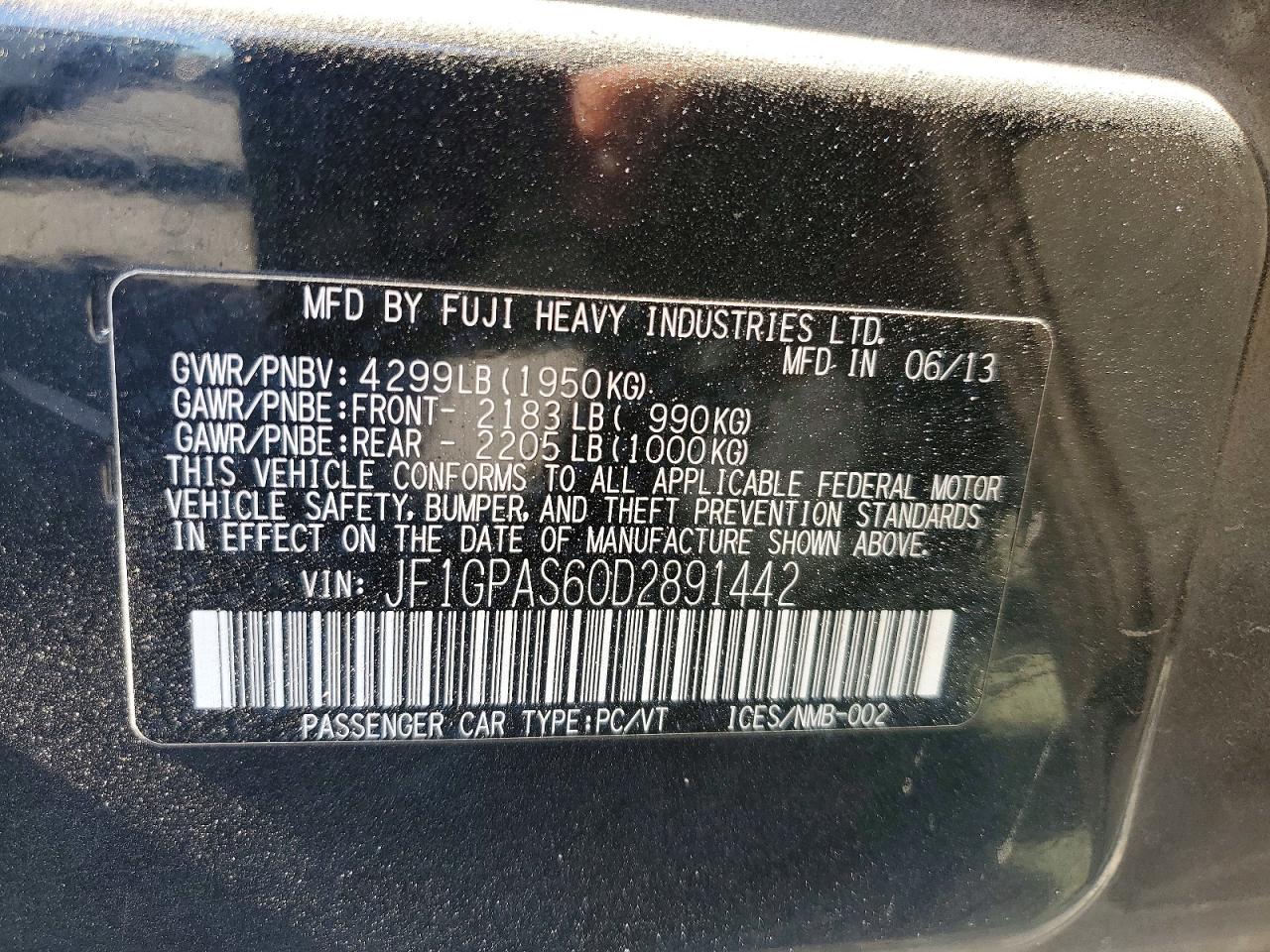 2013 SUBARU IMPREZA