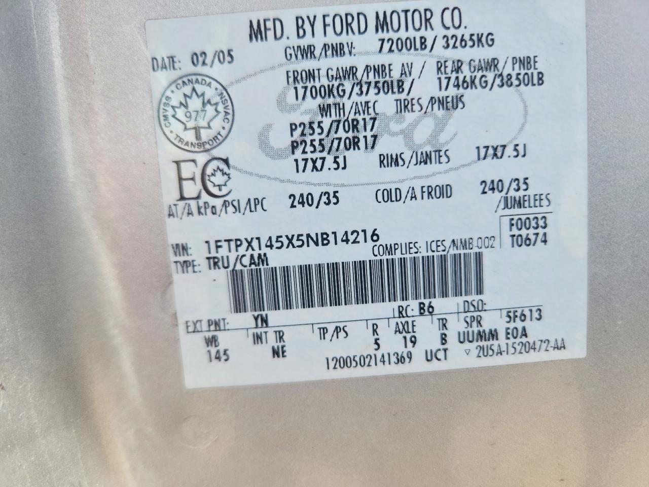 2005 FORD F150