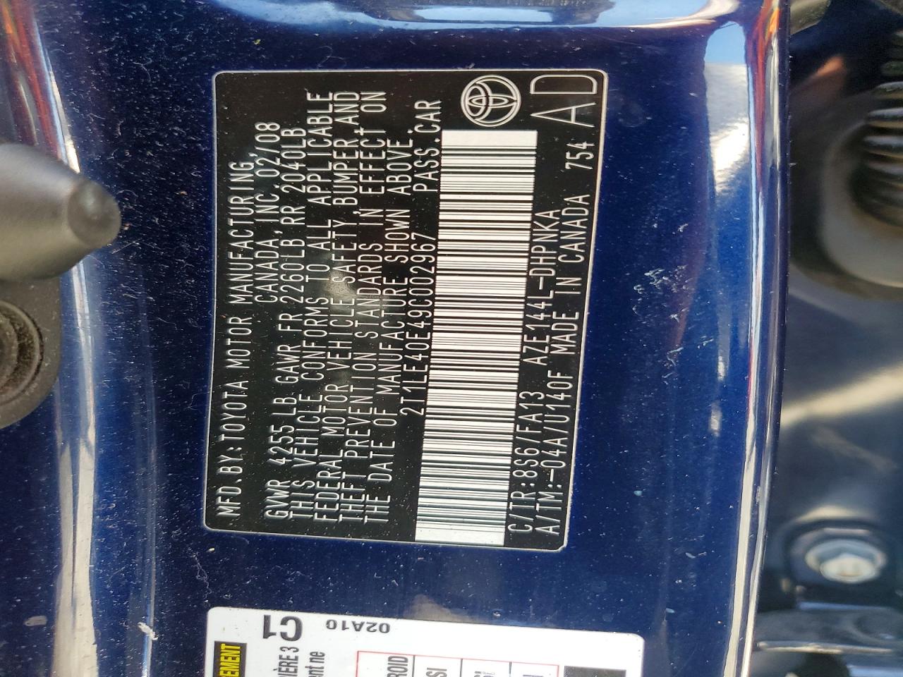 2009 TOYOTA COROLLA