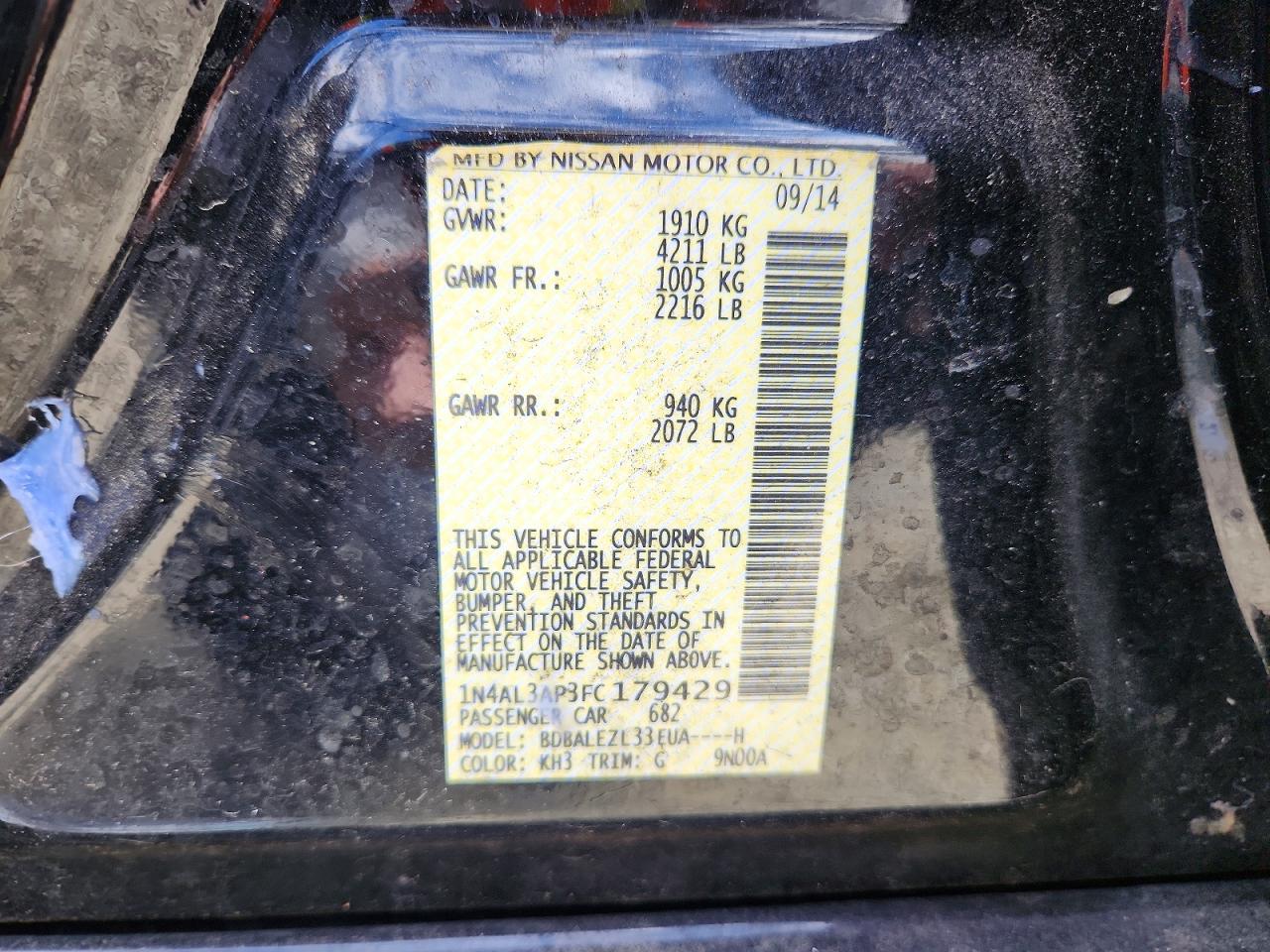 2015 NISSAN ALTIMA