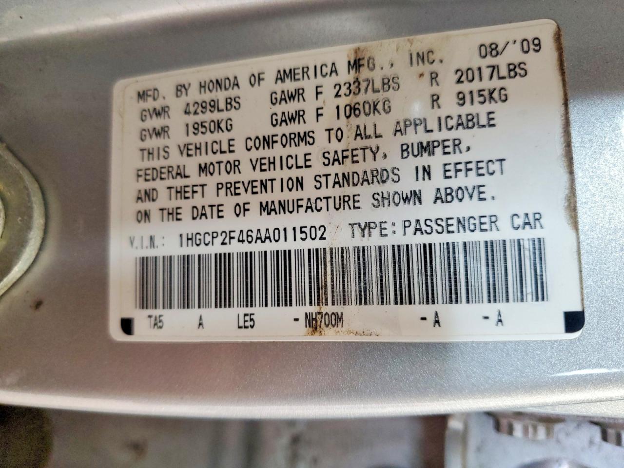 2010 HONDA ACCORD