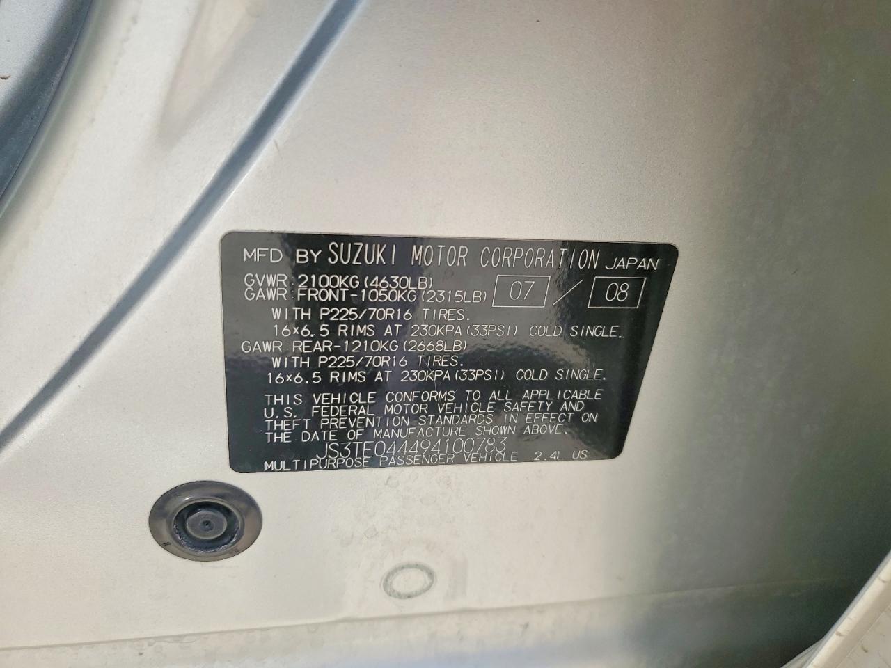 2009 SUZUKI GR VITARA