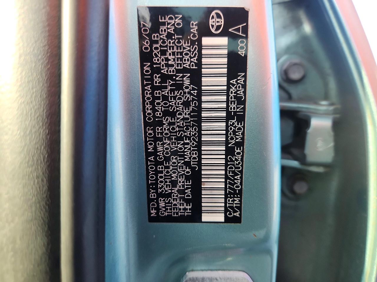 2007 TOYOTA YARIS