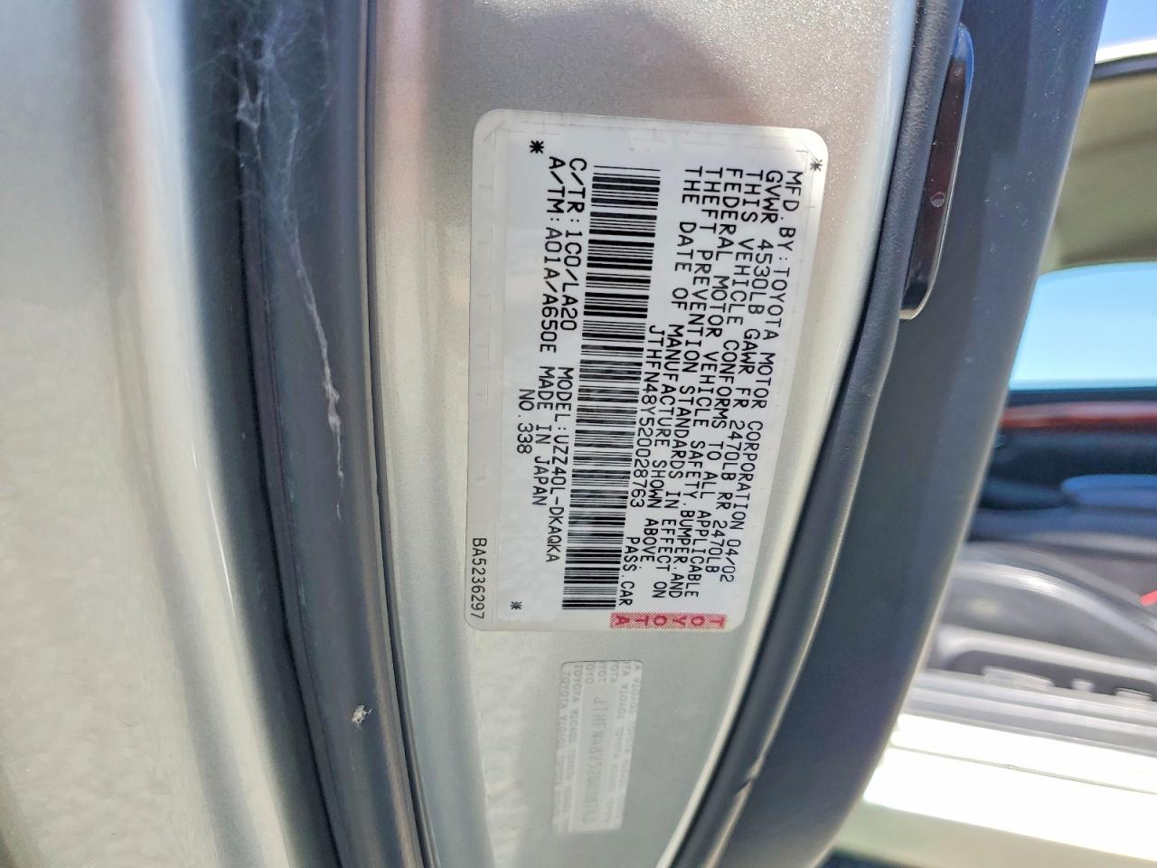 2002 LEXUS SC430