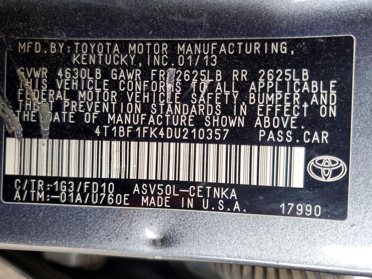 2013 TOYOTA CAMRY