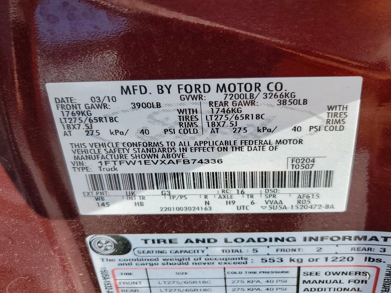 2010 FORD F150