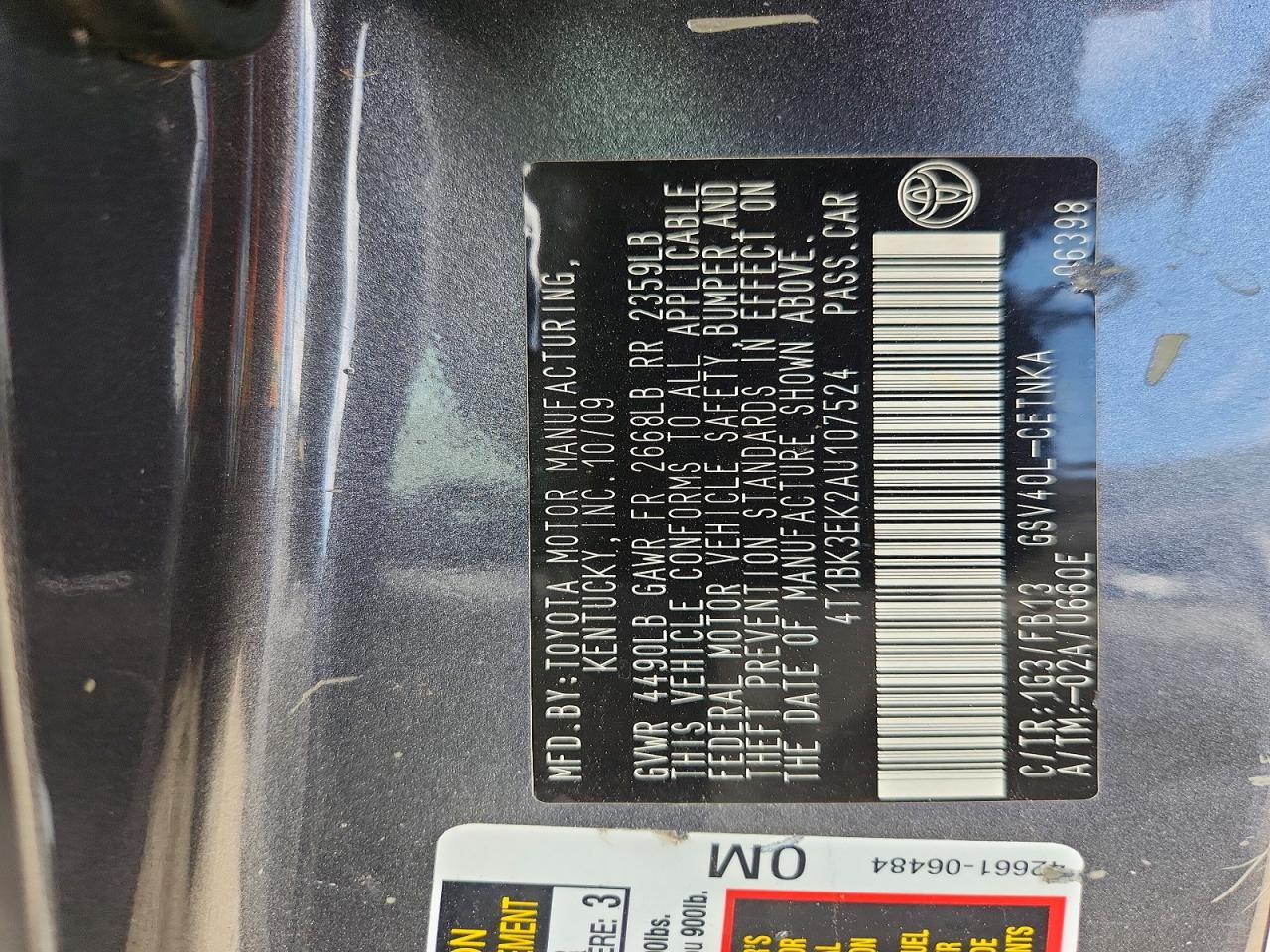 2010 TOYOTA CAMRY