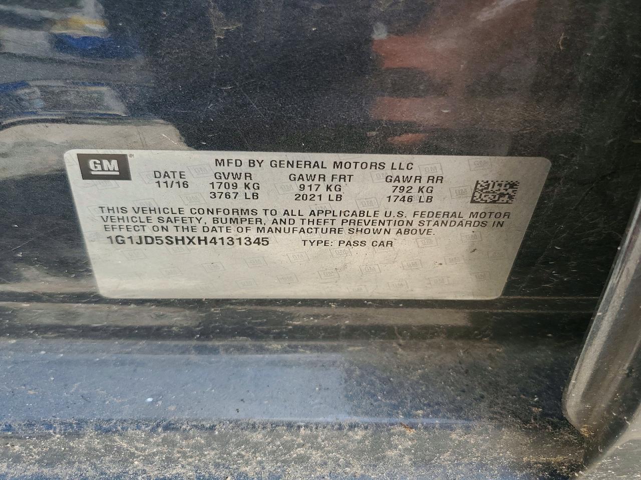 2017 CHEVROLET SONIC