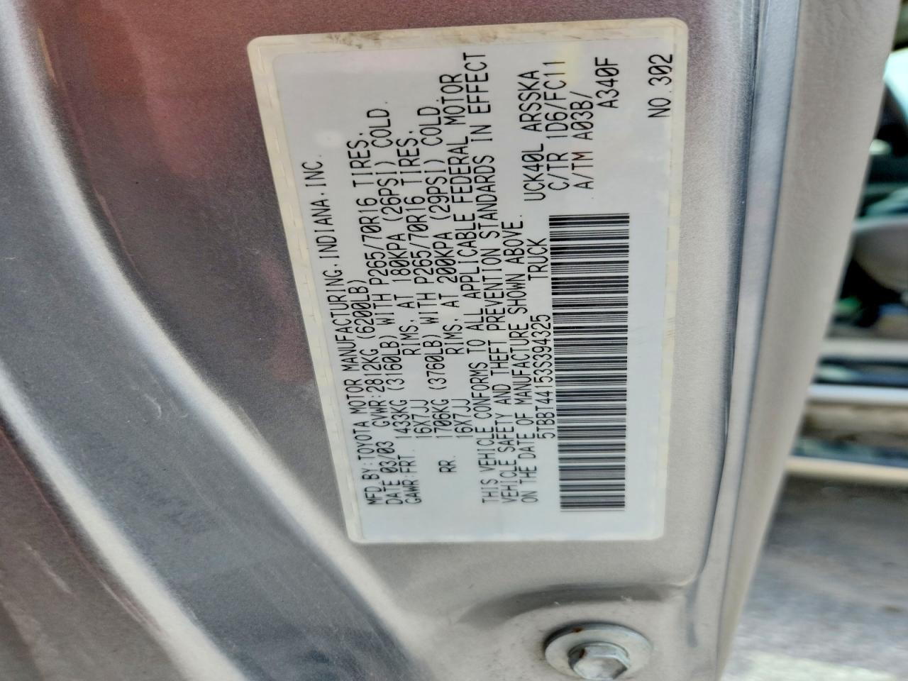 2003 TOYOTA TUNDRA