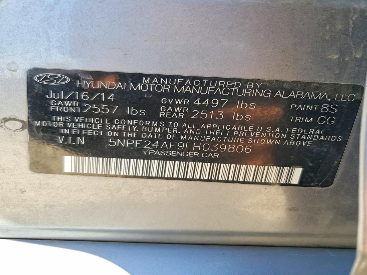 2015 HYUNDAI SONATA