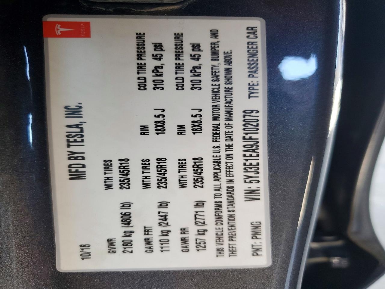 2018 TESLA MODEL 3