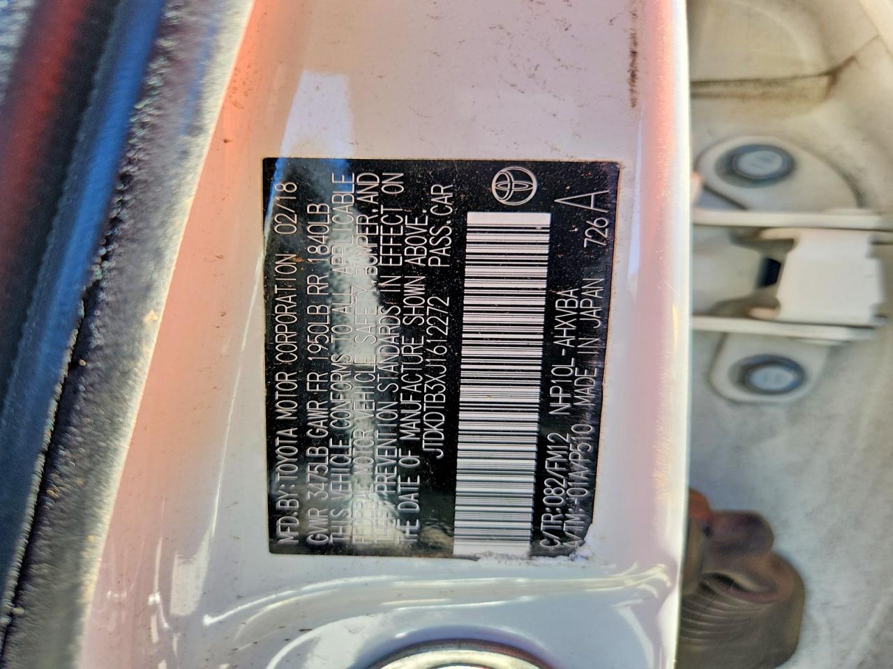2018 TOYOTA PRIUS C TW