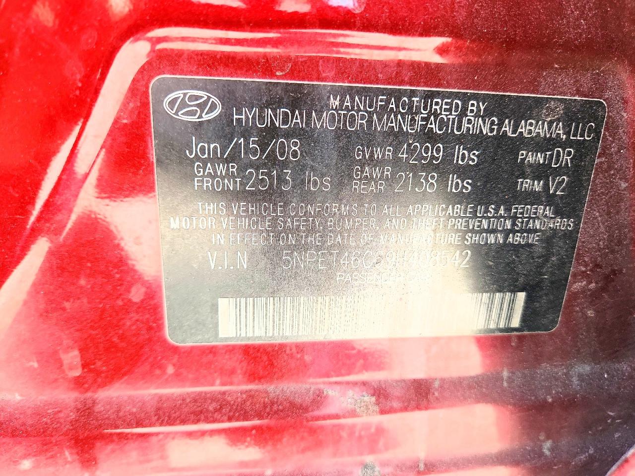 2009 HYUNDAI SONATA