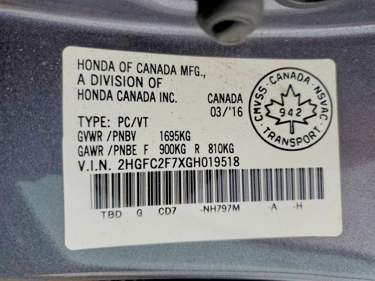 2016 HONDA CIVIC