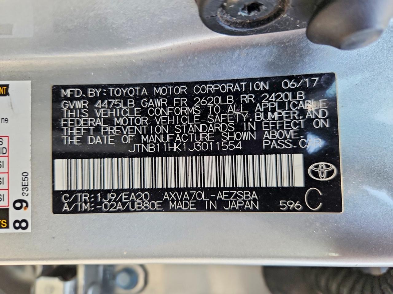 2018 TOYOTA CAMRY
