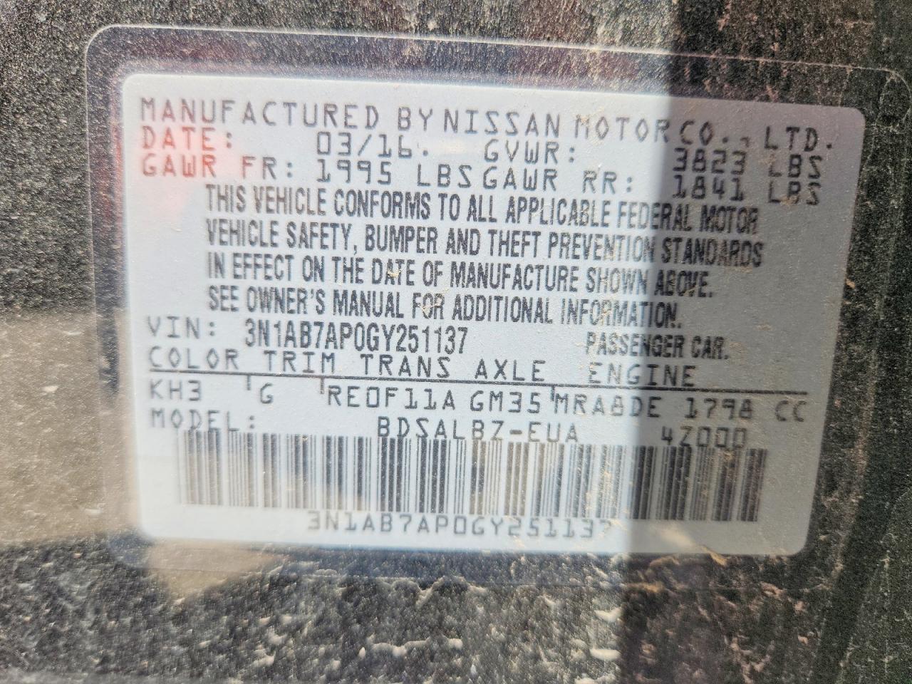 2016 NISSAN SENTRA