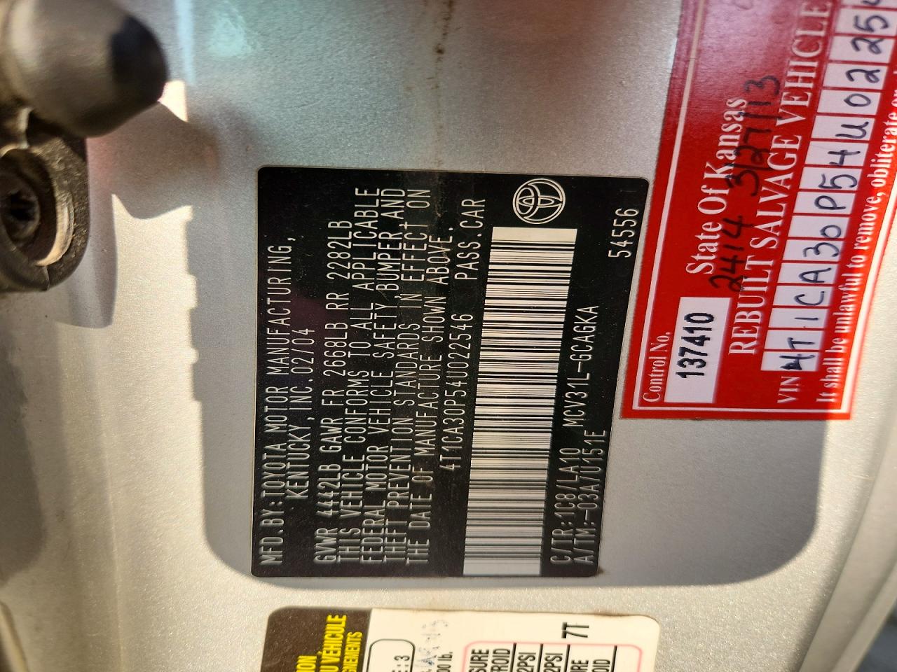 2004 TOYOTA CAMRY SOLA