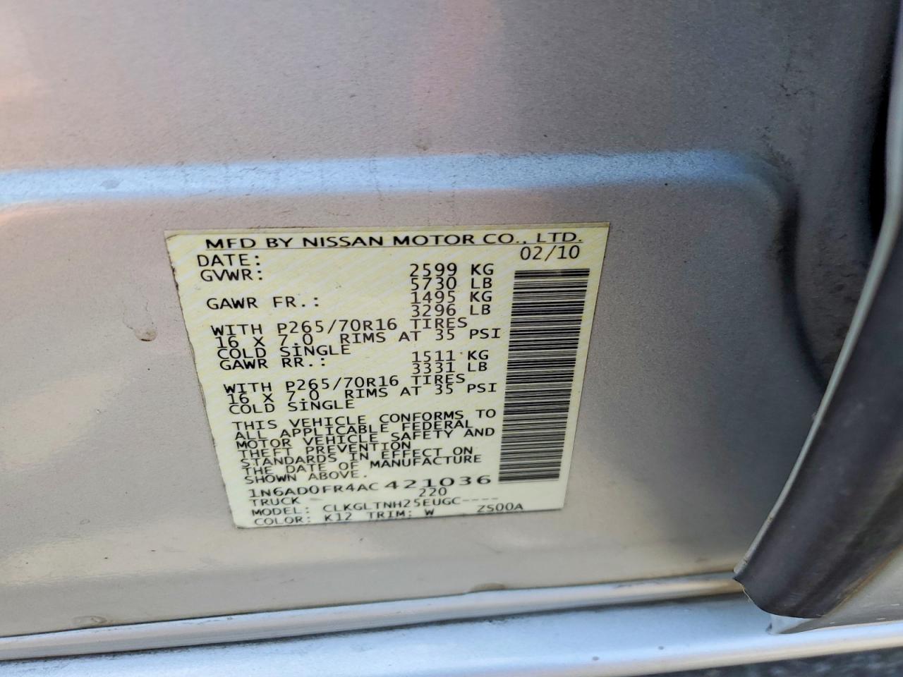 2010 NISSAN FRONTIER