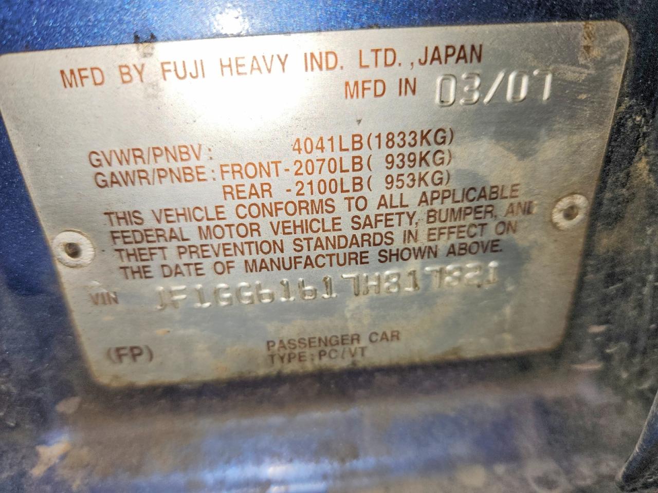2007 SUBARU IMPREZA