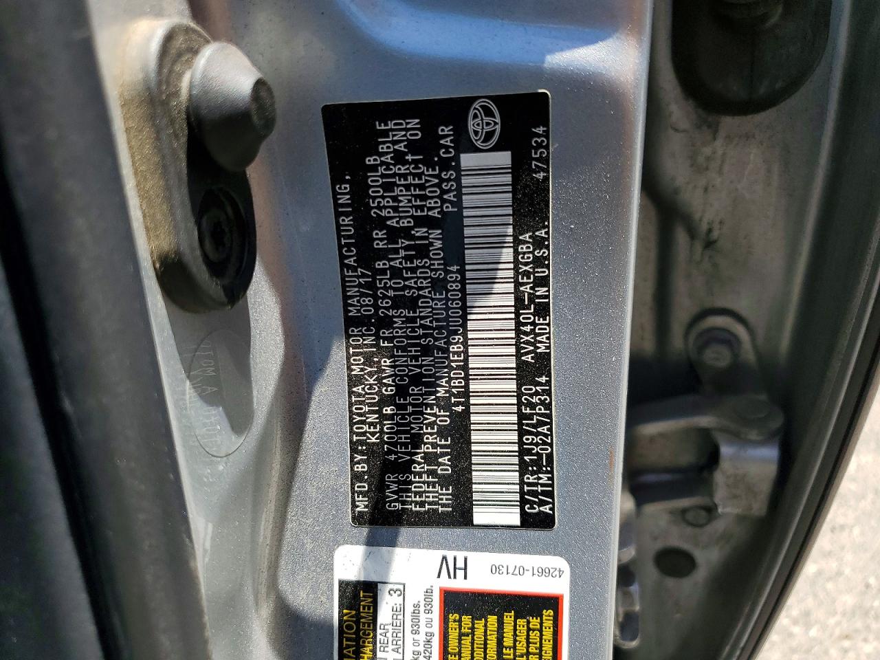 2018 TOYOTA AVALON