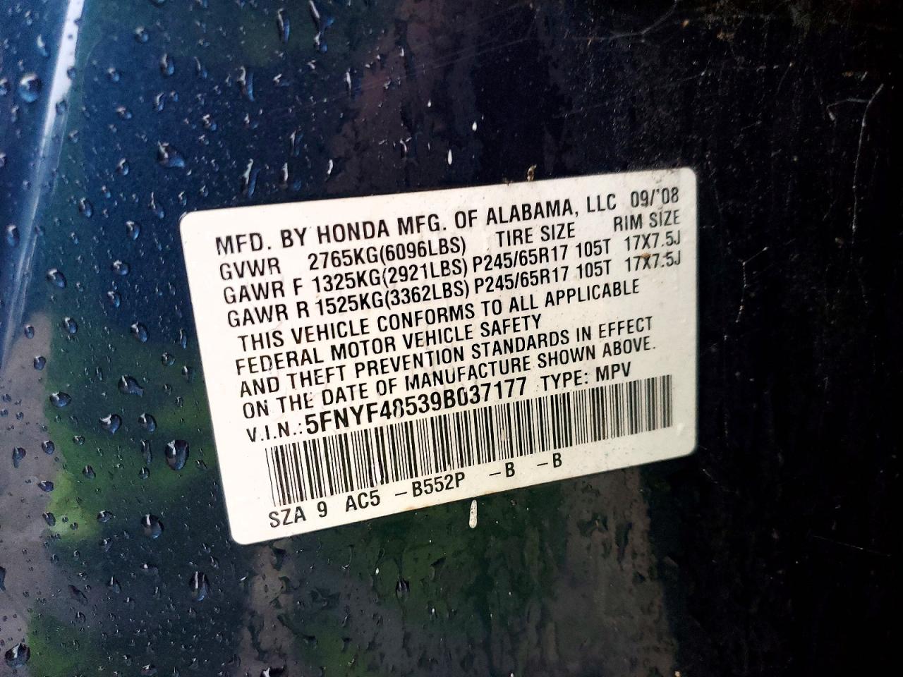2009 HONDA PILOT