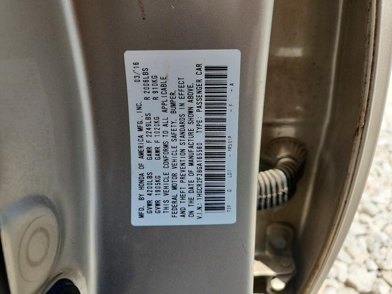2016 HONDA ACCORD