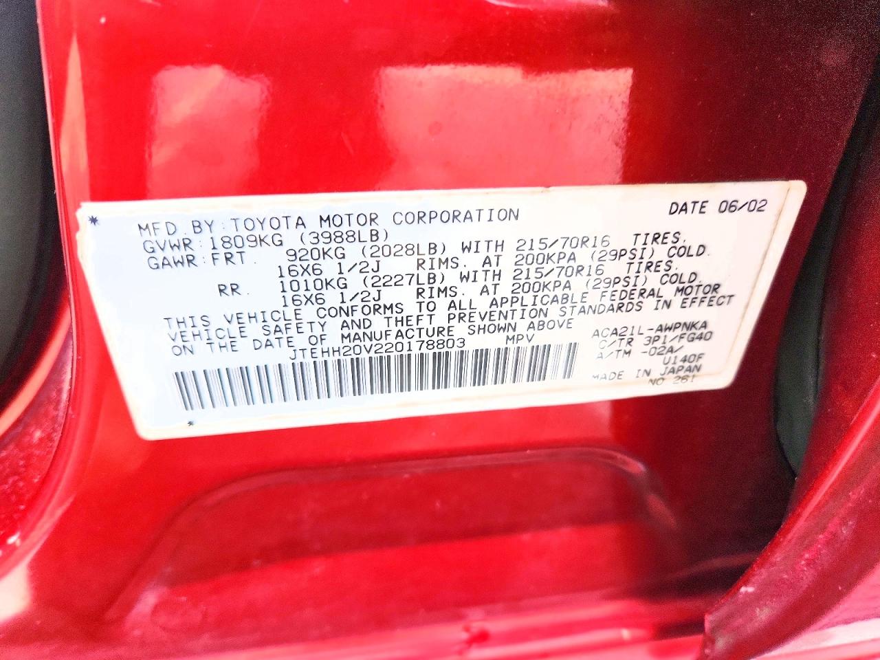 2002 TOYOTA RAV4