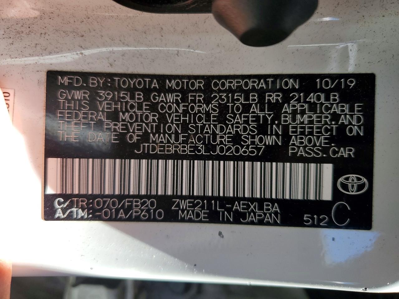 2020 TOYOTA COROLLA