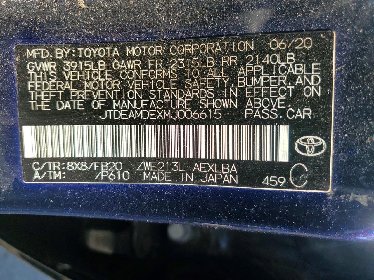 2021 TOYOTA COROLLA