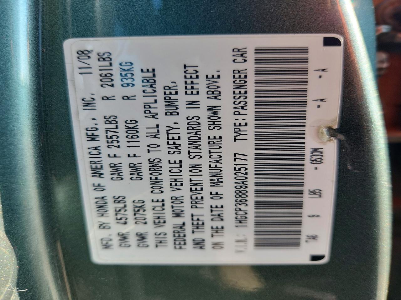 2009 HONDA ACCORD