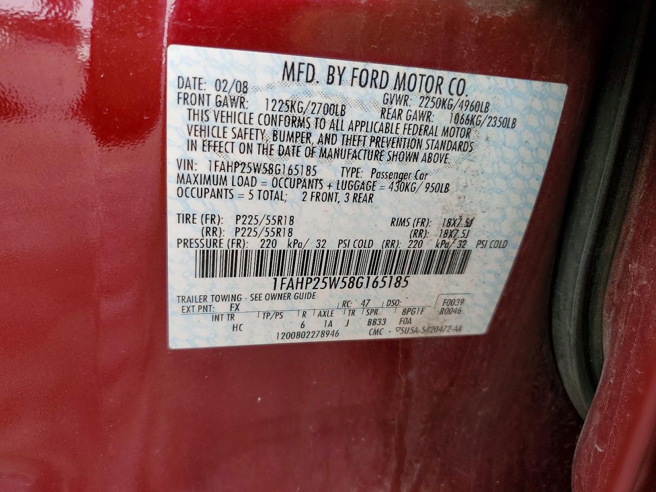 2008 FORD TAURUS