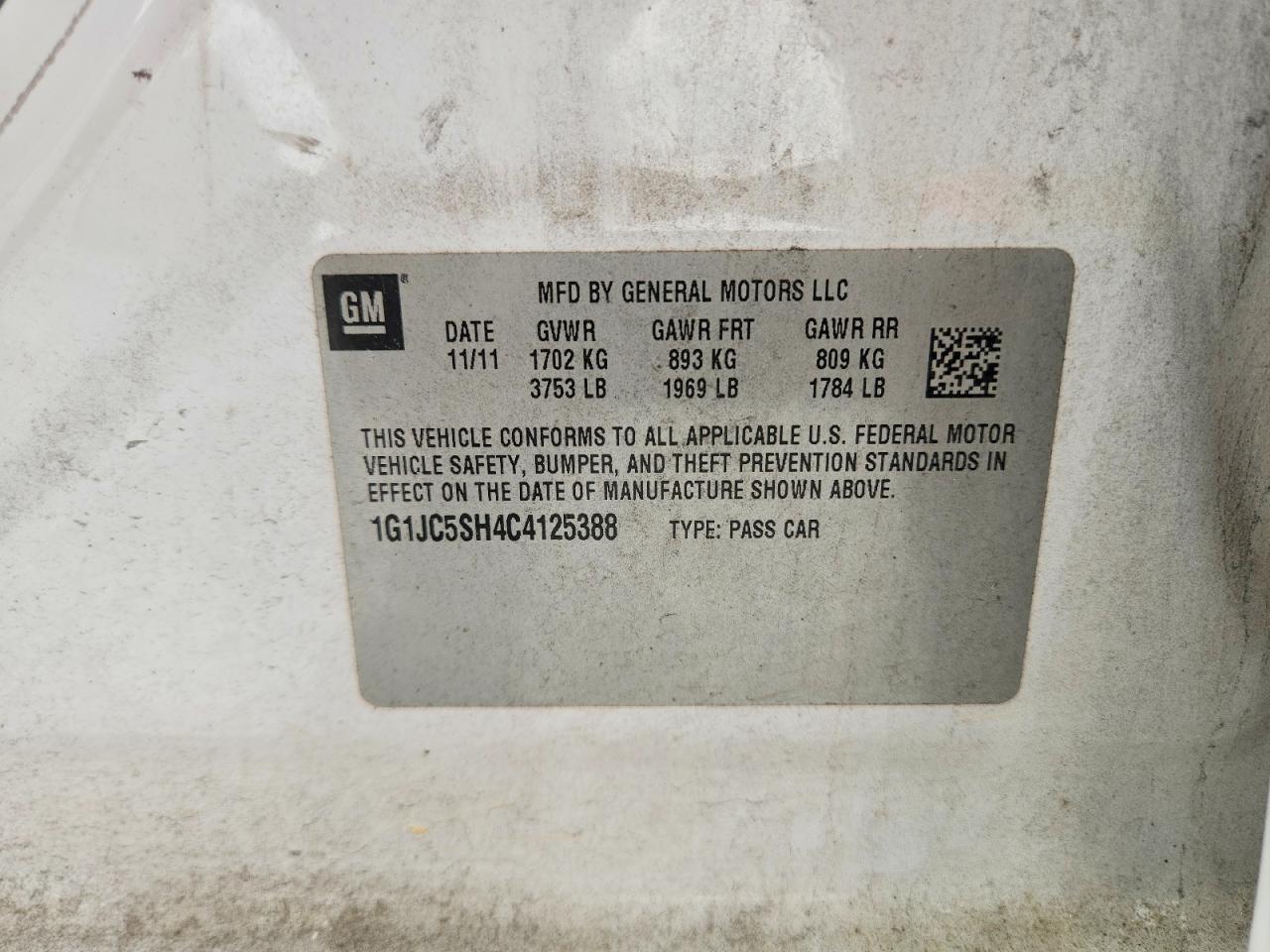 2012 CHEVROLET SONIC