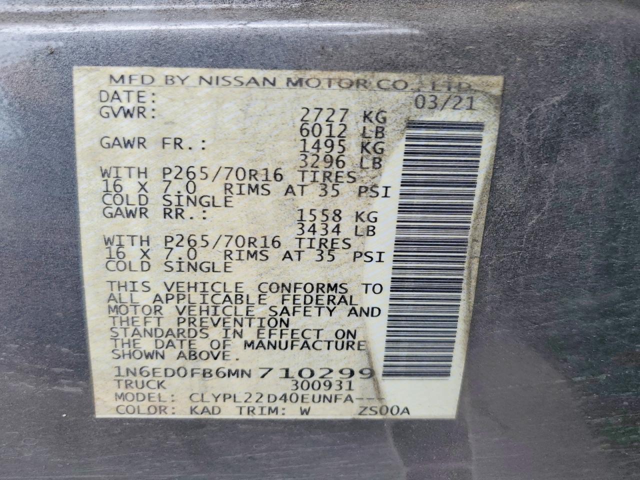 2021 NISSAN FRONTIER