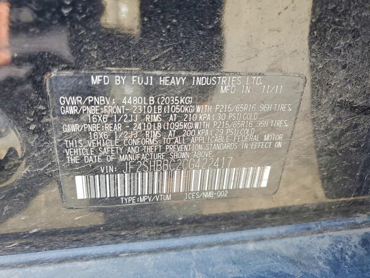 2012 SUBARU FORESTER