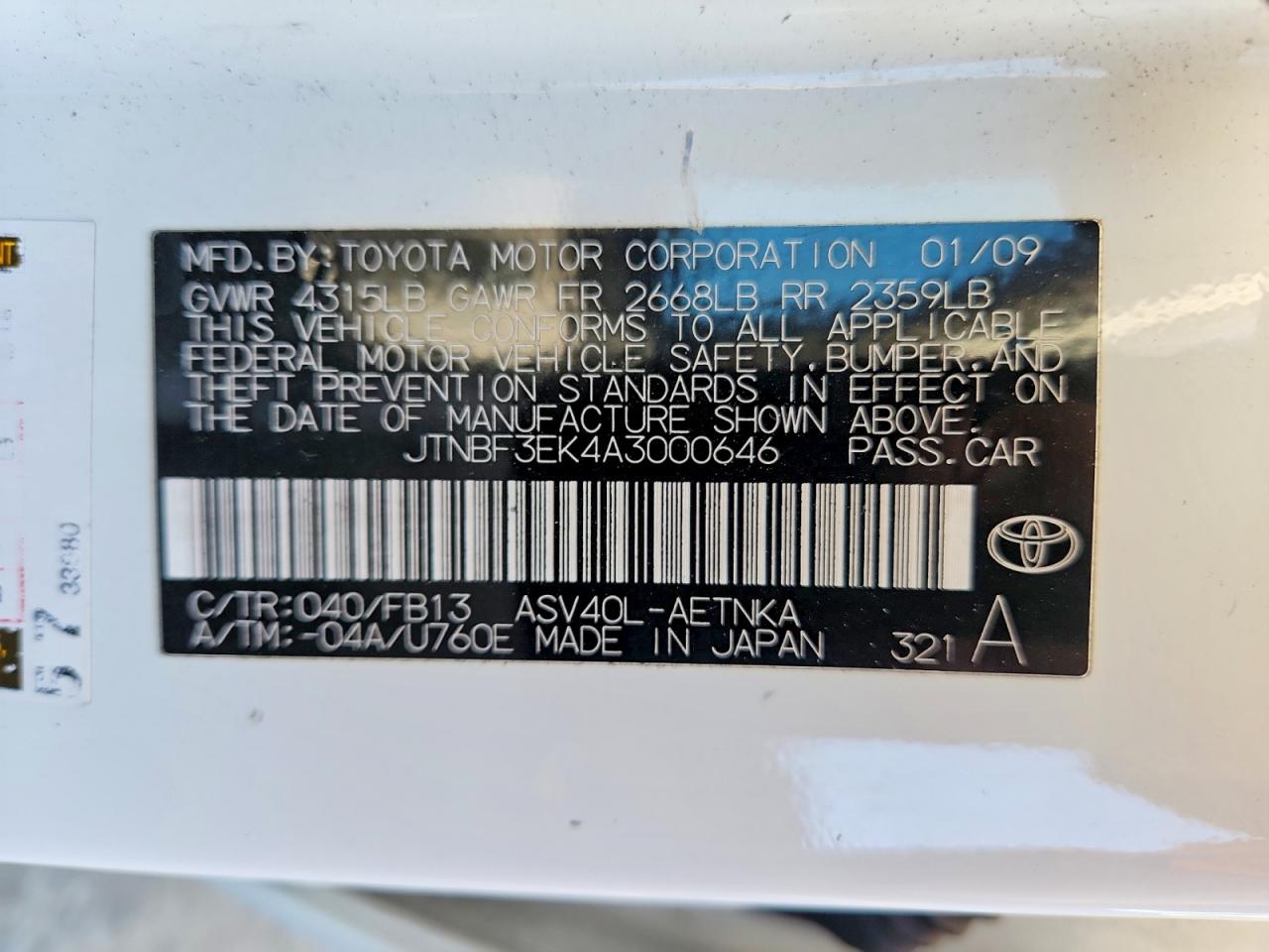 2010 TOYOTA CAMRY