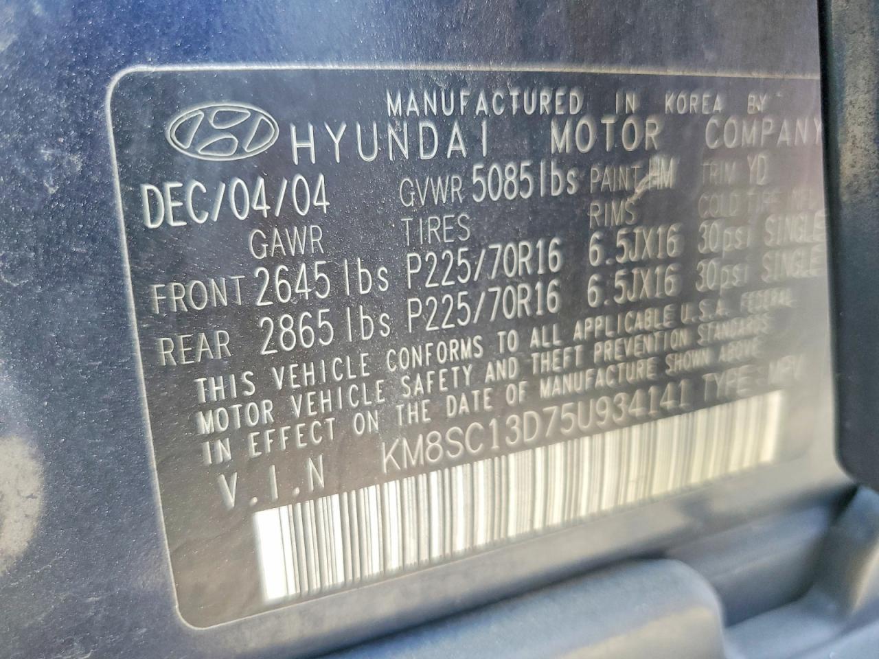 2005 HYUNDAI SANTA FE