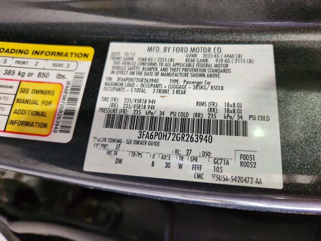 2016 FORD FUSION