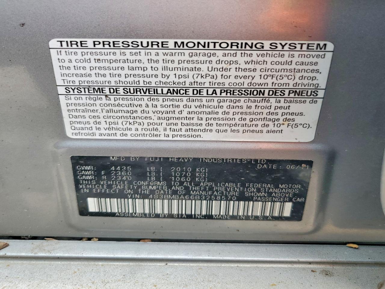 2011 SUBARU LEGACY