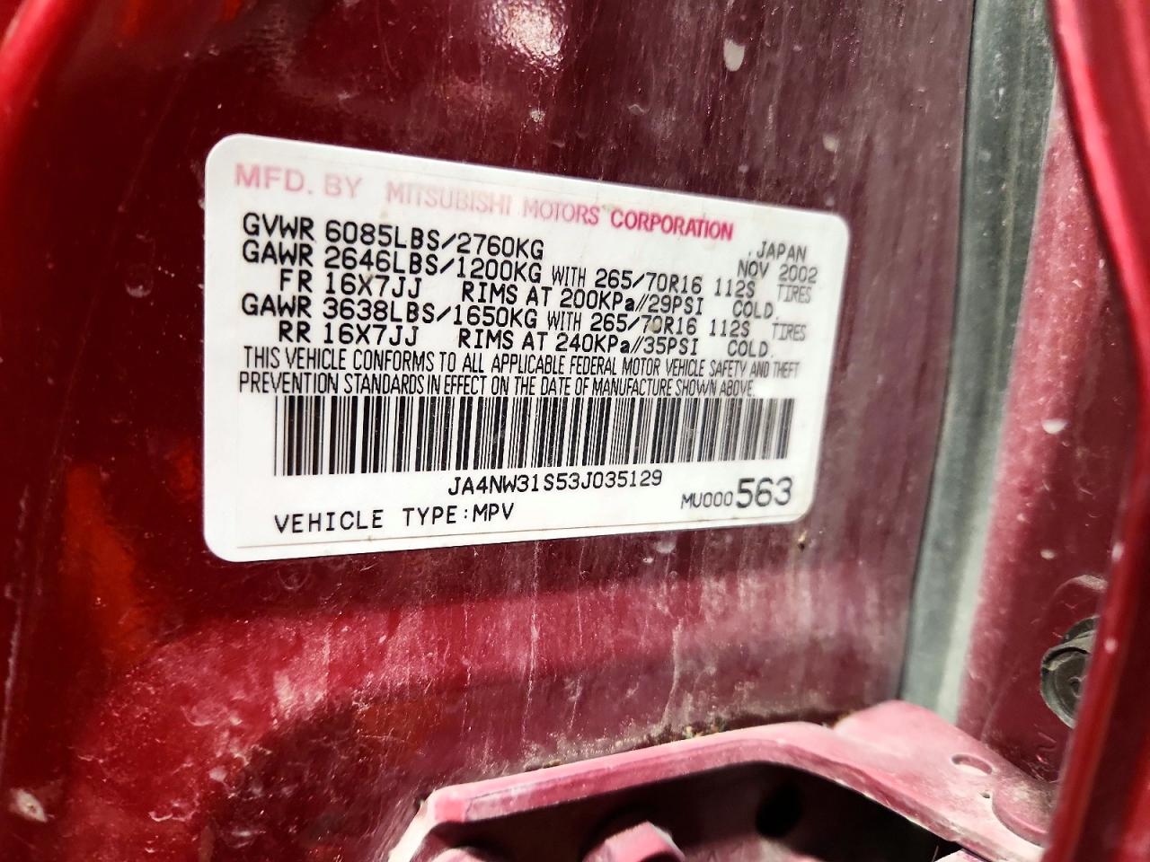 2003 MITSUBISHI MONTERO