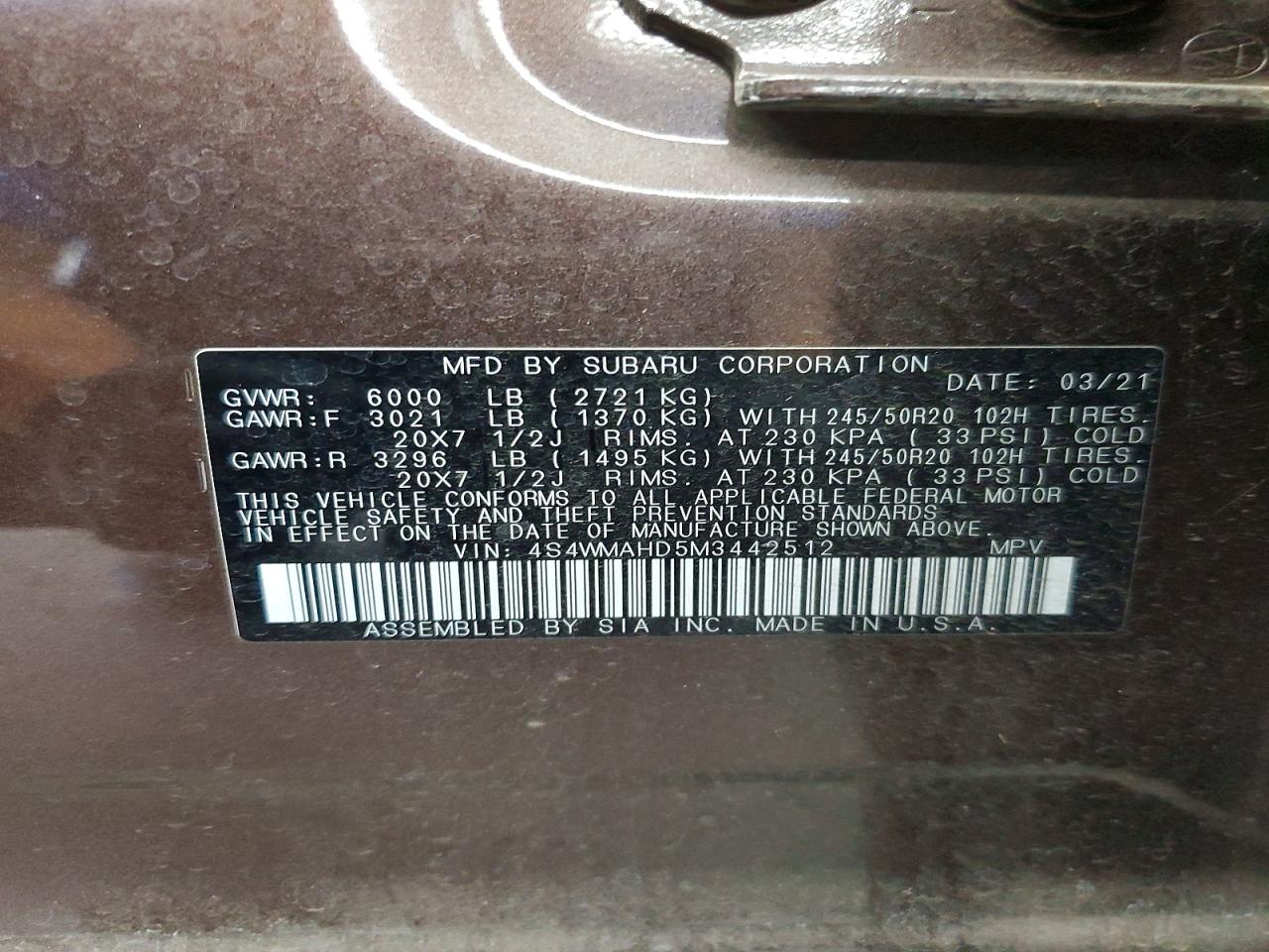 2021 SUBARU ASCENT